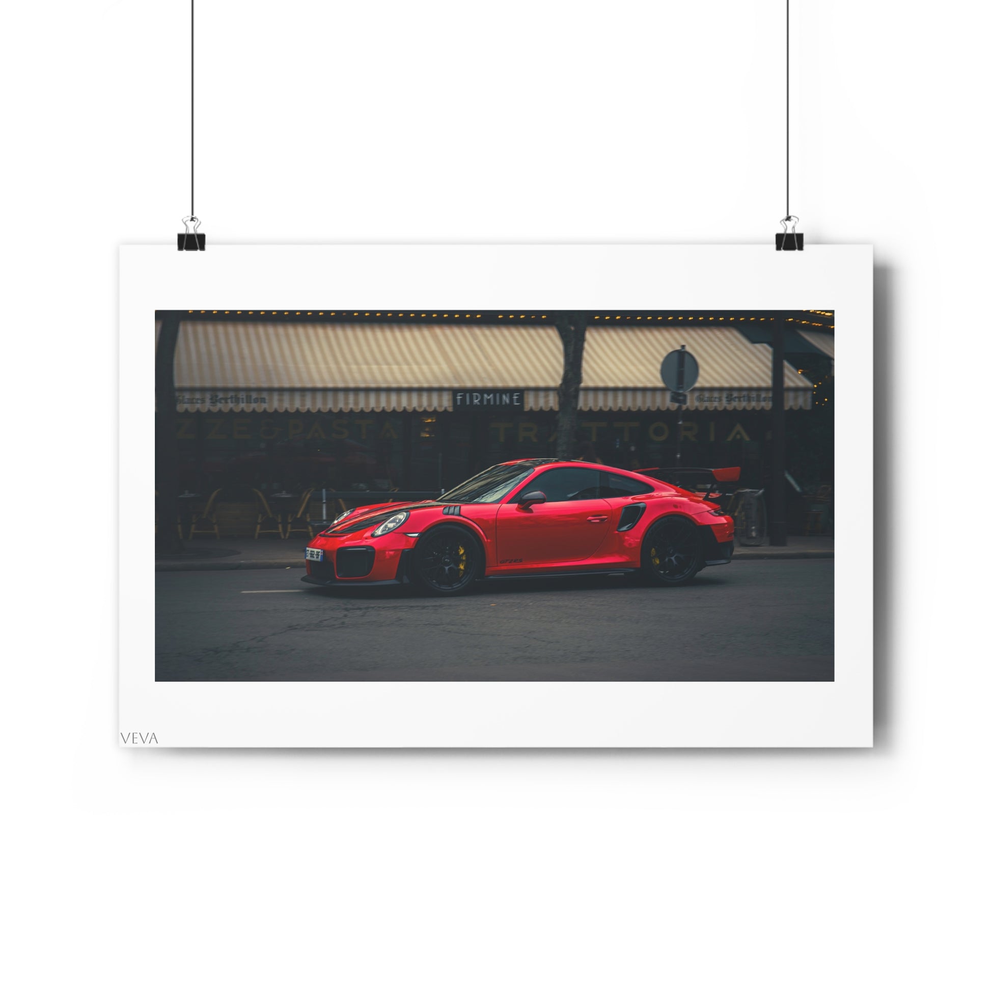 GT2RS Porche in France, Red Striped Sposrtcar with Black Rims