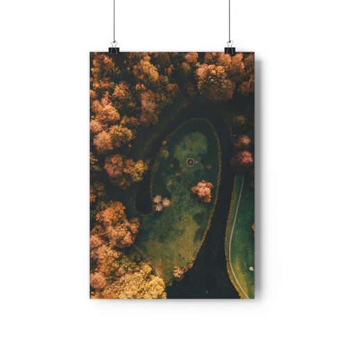 Art Print - Manmade River Surrounded by Forest Droneshot