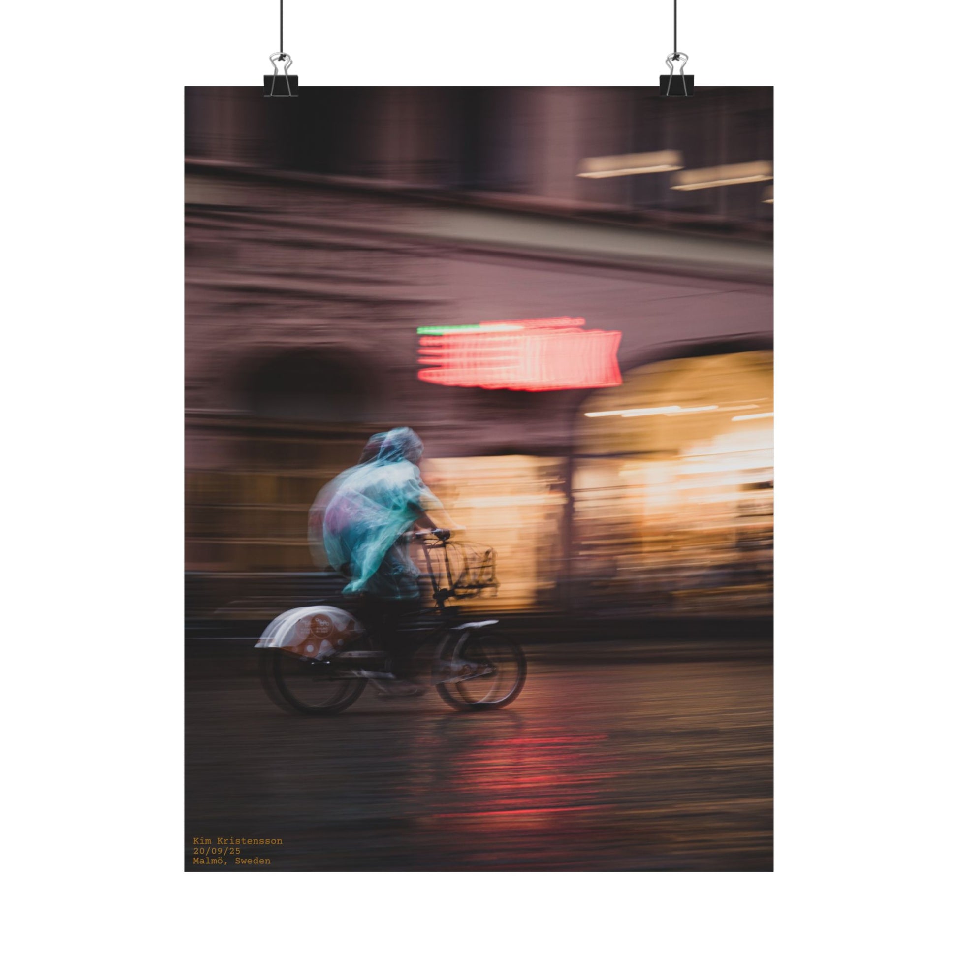 Blurry Biker - Urban Motion Poster, Matte Art Print, Modern Wall Decor