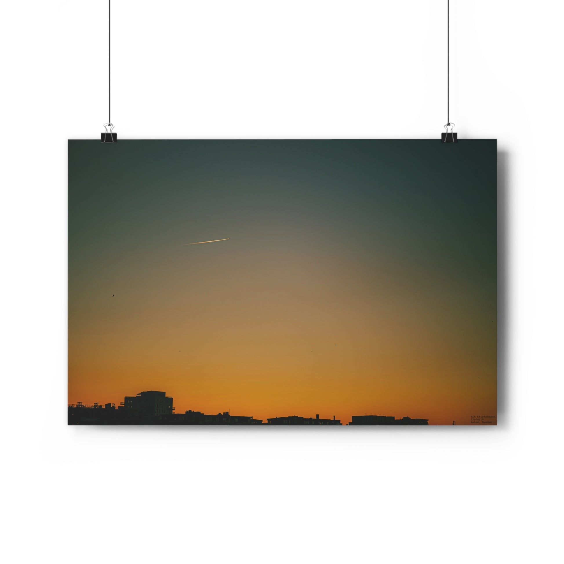Urban Cityscape in Orange and Blue, Giclée print.