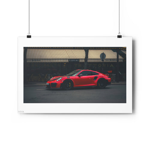 GT2RS Porche in France, Red Striped Sposrtcar with Black Rims