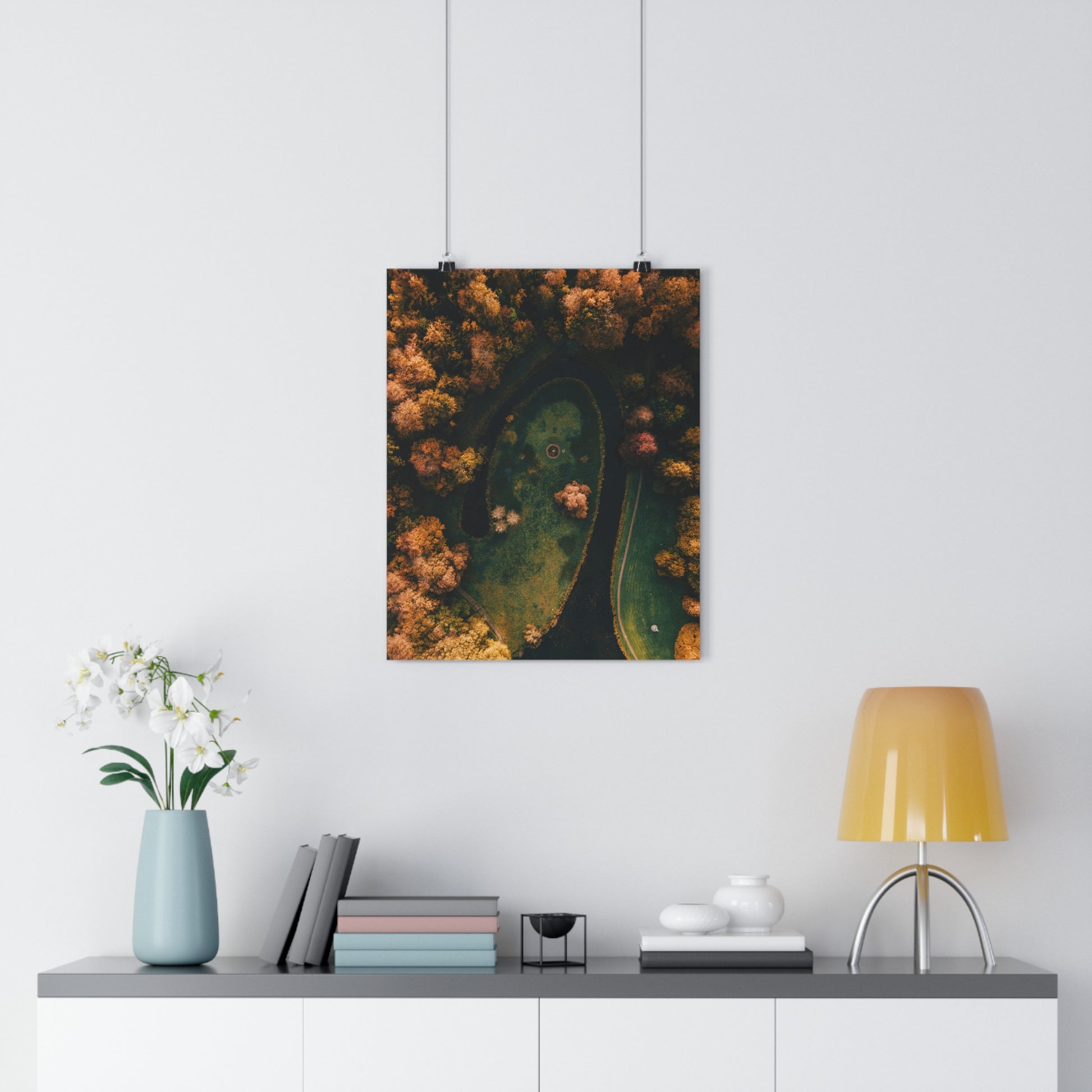 Art Print - Manmade River Surrounded by Forest Droneshot