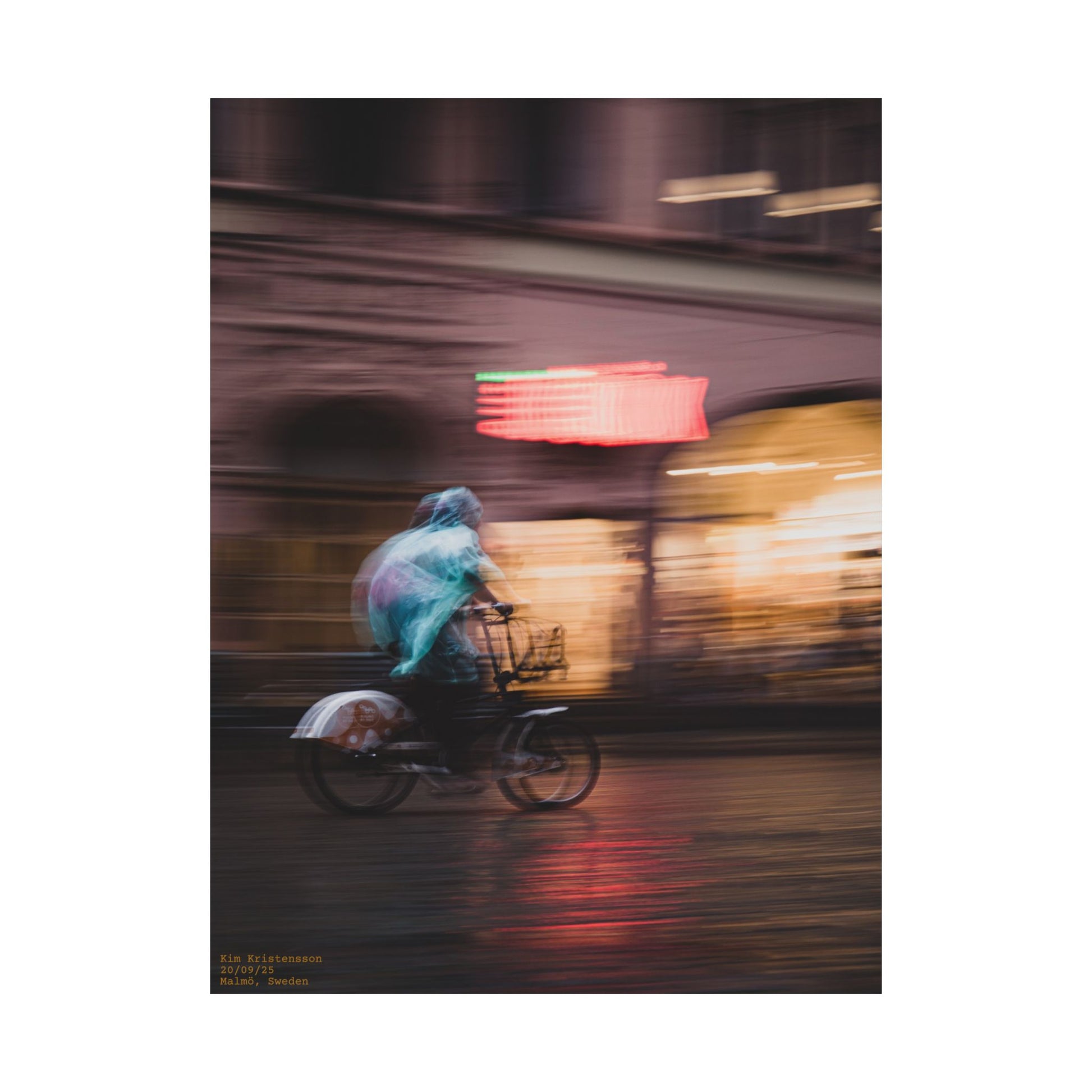 Blurry Biker - Urban Motion Poster, Matte Art Print, Modern Wall Decor