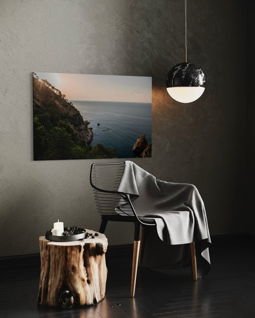 Spanish Ocean Collide in Mountain, Giclée Art Print - Home Decor of Mountain in Spain, Sunrise of the east. Morning vibes of vibrant colors.
