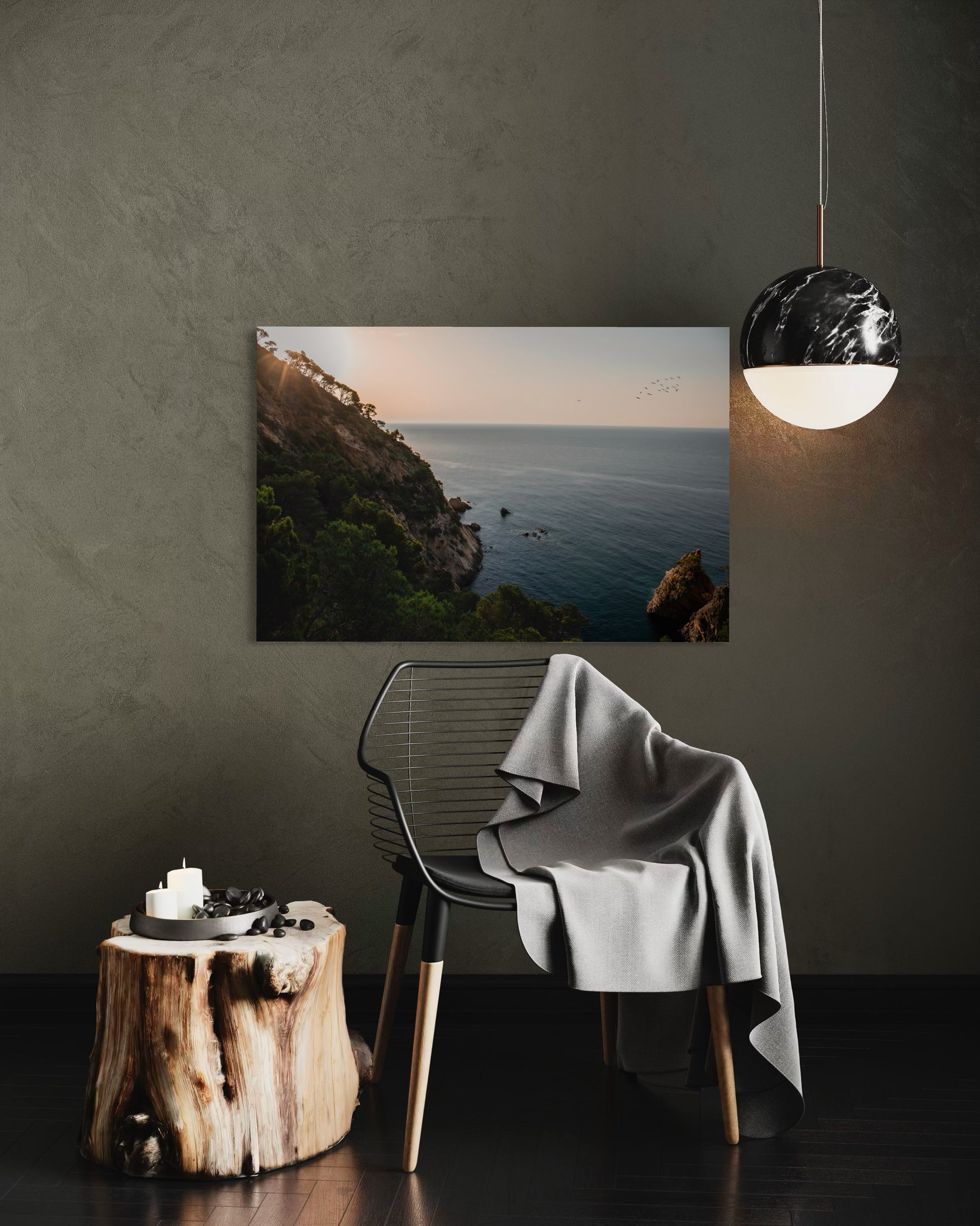 Spanish Ocean Collide in Mountain, Giclée Art Print - Home Decor of Mountain in Spain, Sunrise of the east. Morning vibes of vibrant colors.