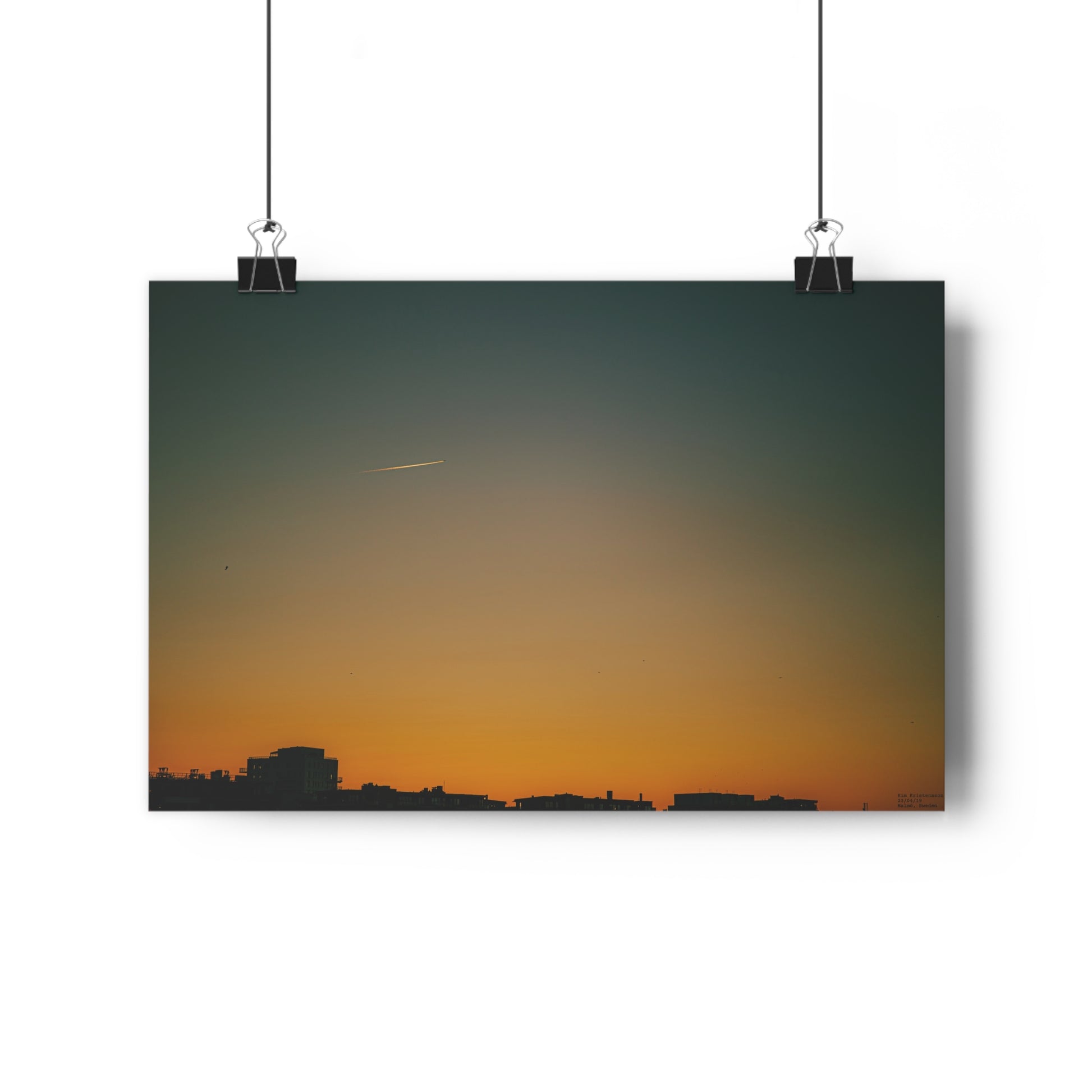 Urban Cityscape in Orange and Blue, Giclée print.