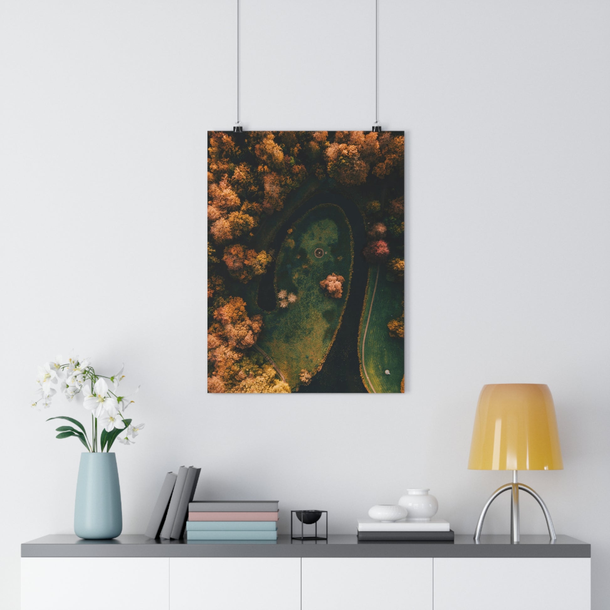 Art Print - Manmade River Surrounded by Forest Droneshot