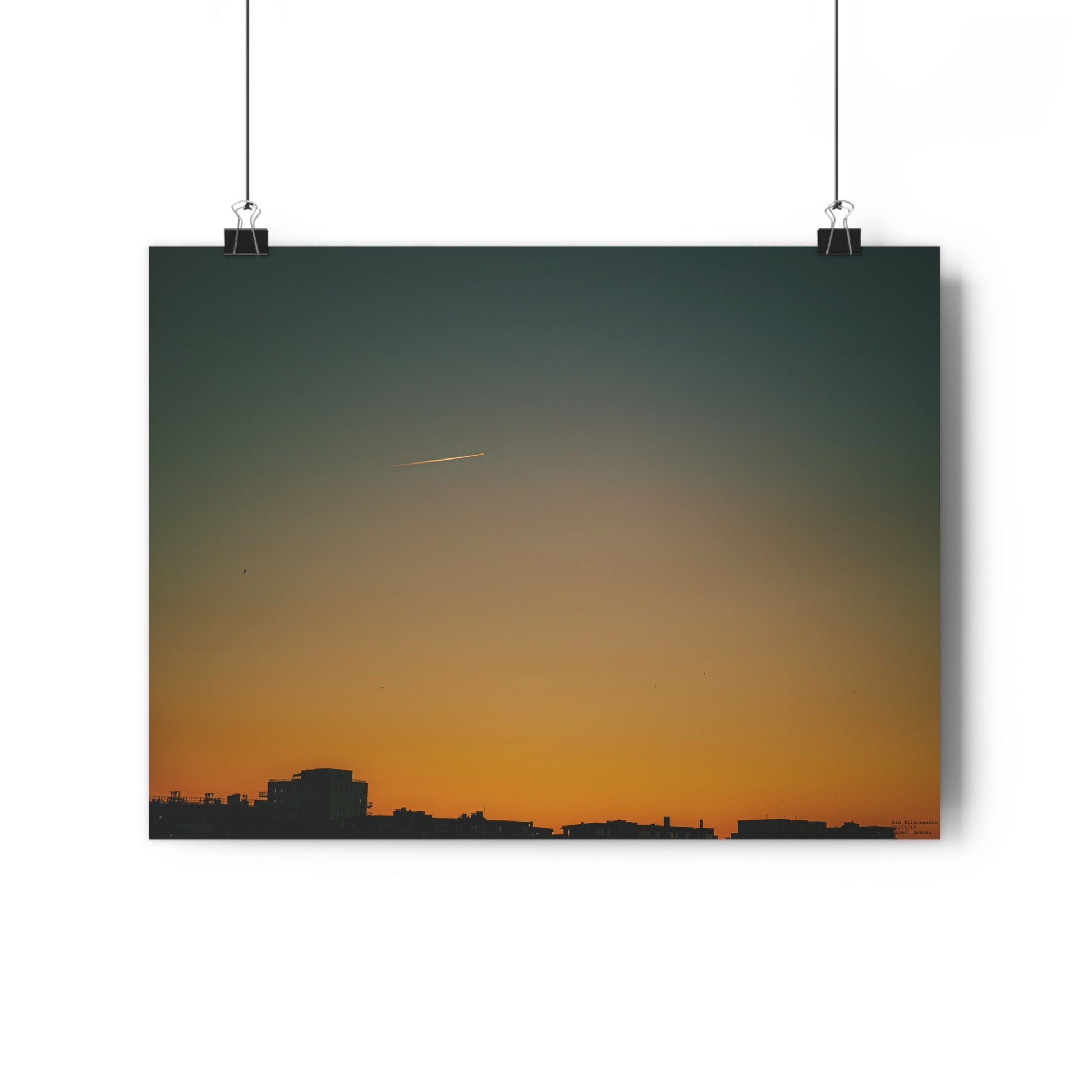 Urban Cityscape in Orange and Blue, Giclée print.