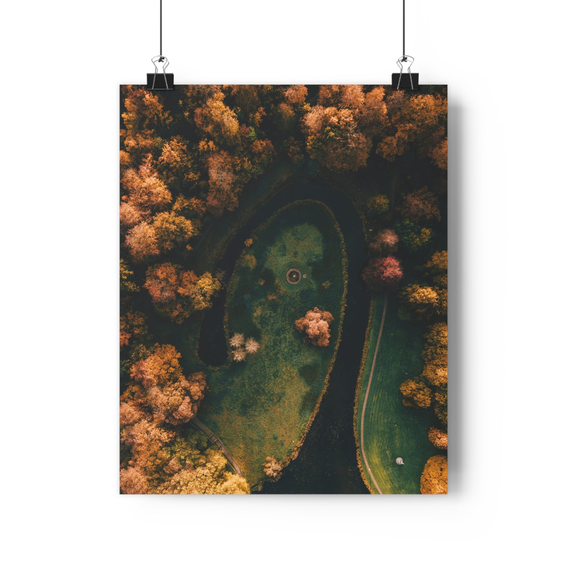 Art Print - Manmade River Surrounded by Forest Droneshot