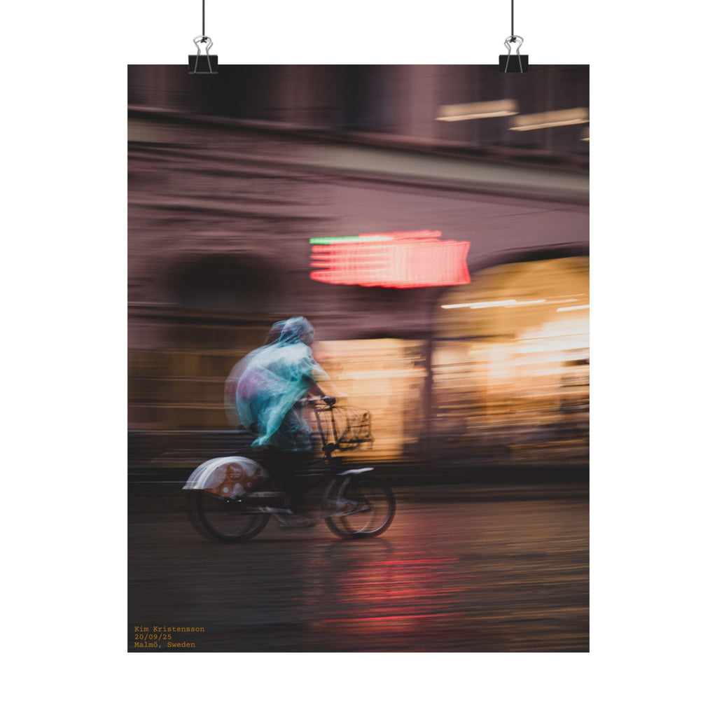 Blurry Biker - Urban Motion Poster, Matte Art Print, Modern Wall Decor