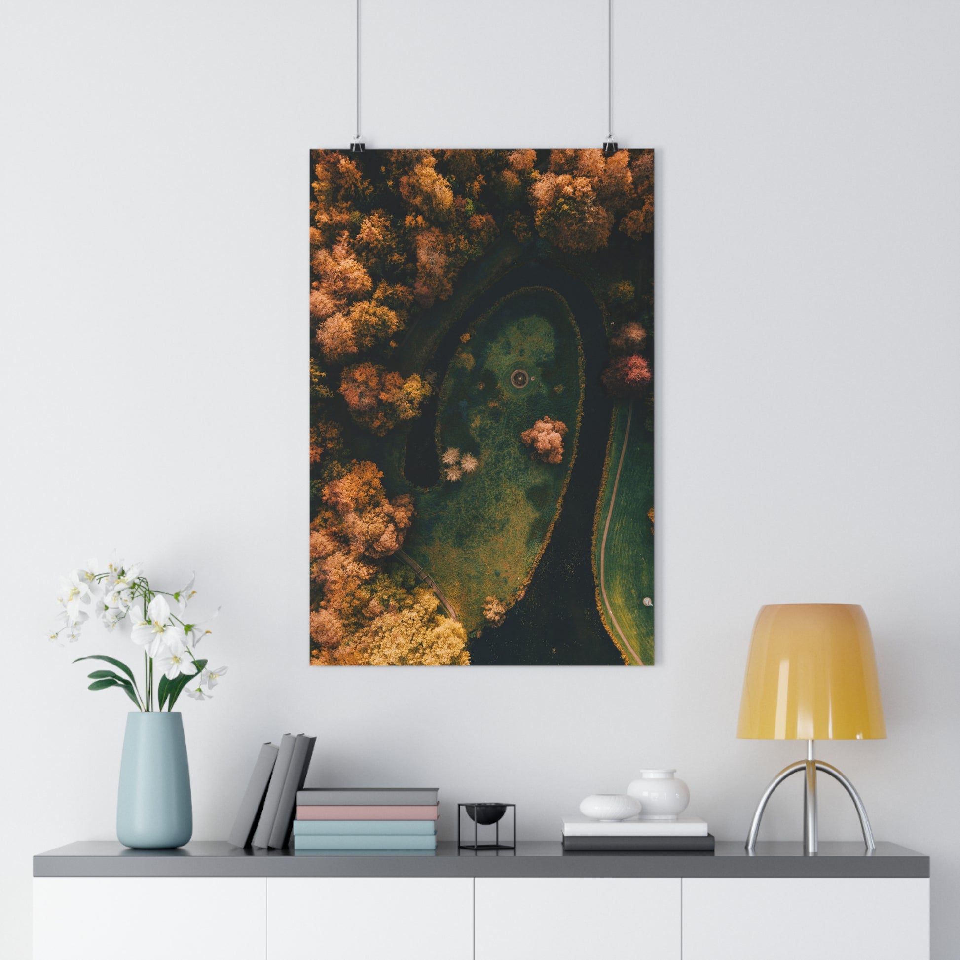 Art Print - Manmade River Surrounded by Forest Droneshot