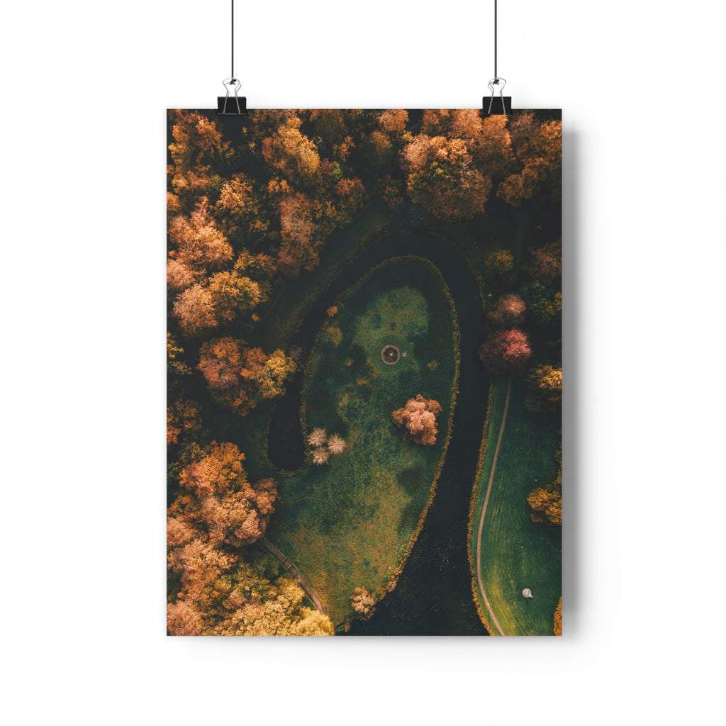 Art Print - Manmade River Surrounded by Forest Droneshot