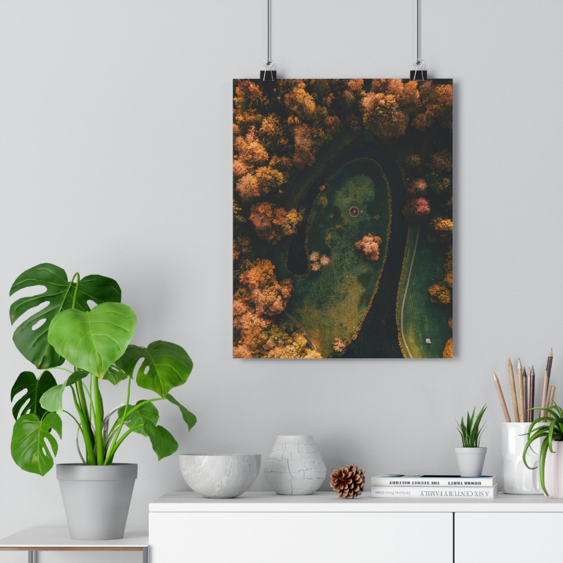Art Print - Manmade River Surrounded by Forest Droneshot
