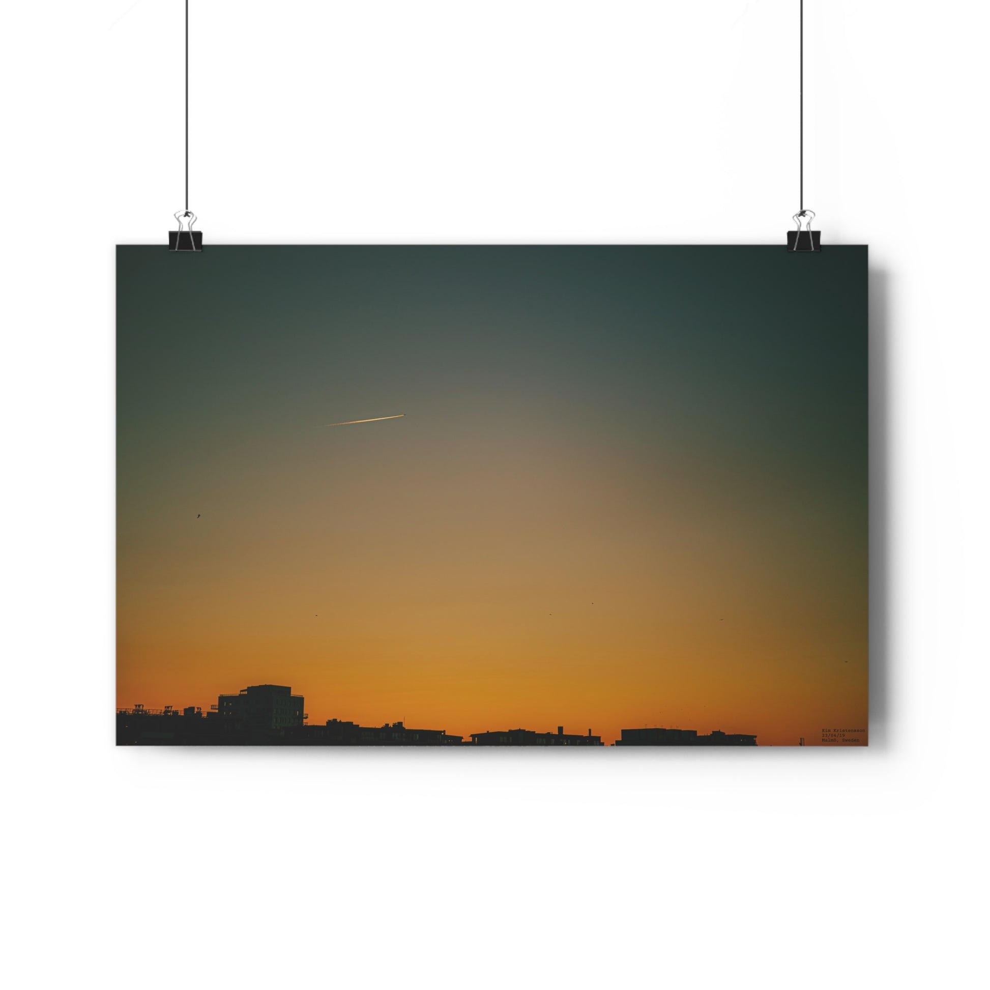 Urban Cityscape in Orange and Blue, Giclée print.